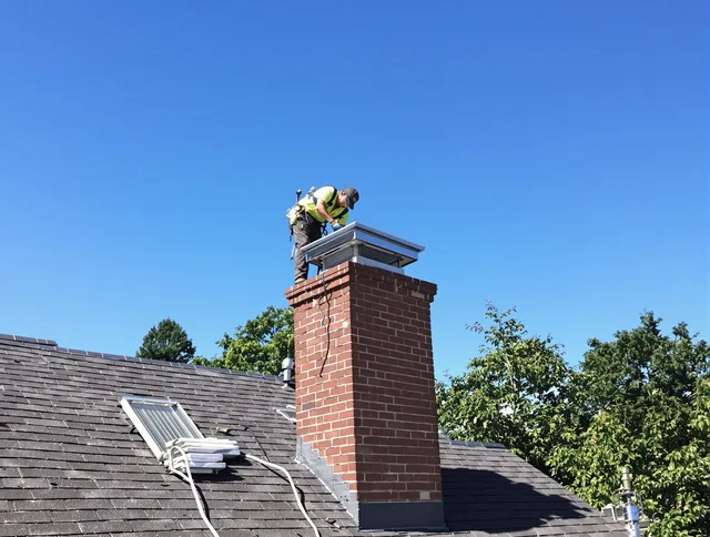 Pompano Beach Chimney Sweep technician measuring a chimney cap in Pompano Beach, FL