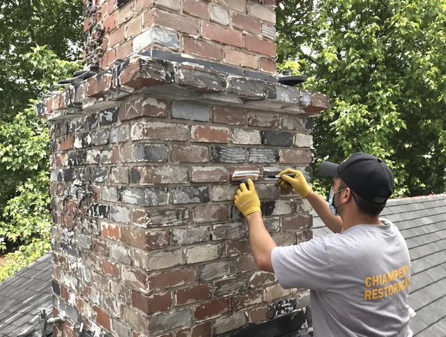 In-progress chimney restoration by Pompano Beach Chimney Sweep in Pompano Beach, FL