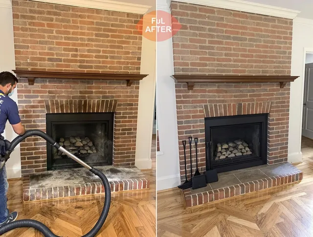 Pompano Beach Chimney Sweep carefully sanitizing a fireplace in Pompano Beach, FL