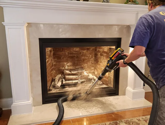 Fireplace cleaning performed by Pompano Beach Chimney Sweep in Pompano Beach, FL