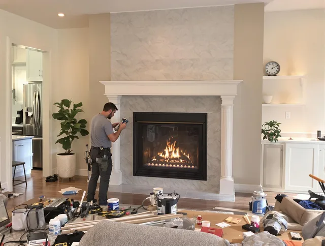 Newly installed fireplace by Pompano Beach Chimney Sweep in Pompano Beach, FL